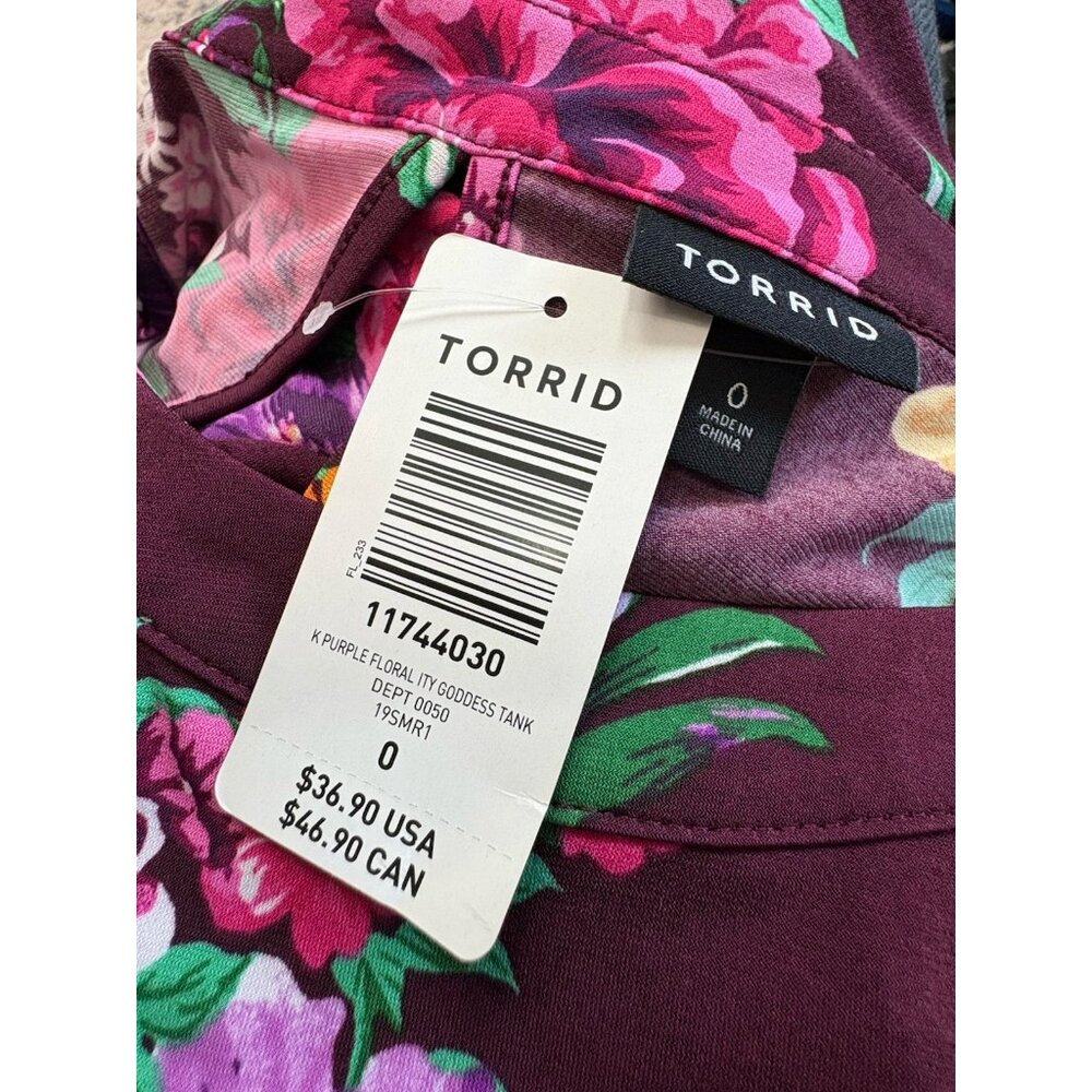 New Torrid Floral Goodness Tank Womens Size 0 (12, Lg) Purple Cottage Romantic - Picture 5 of 10